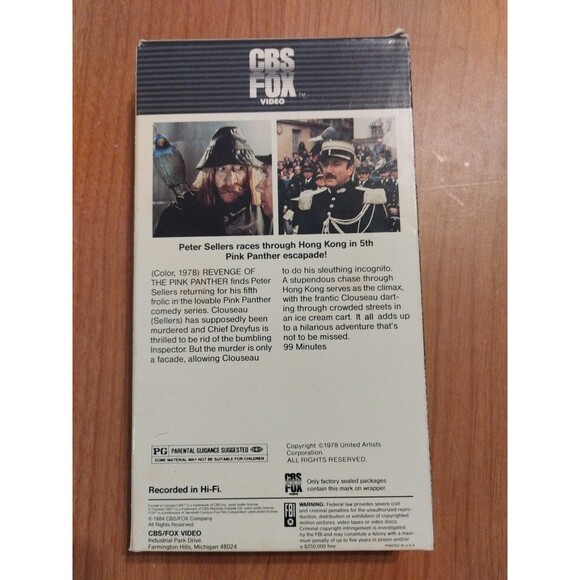 VTG Revenge of the Pink Panther VHS 1984 CBS Fox Blake Edwards Peter Sellers - Picture 3 of 7
